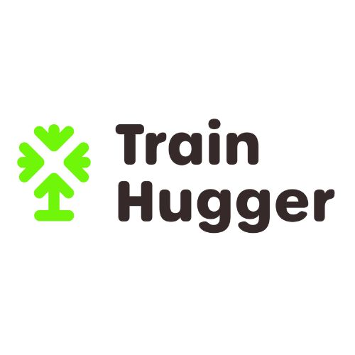 Train Hugger text with Green Tree